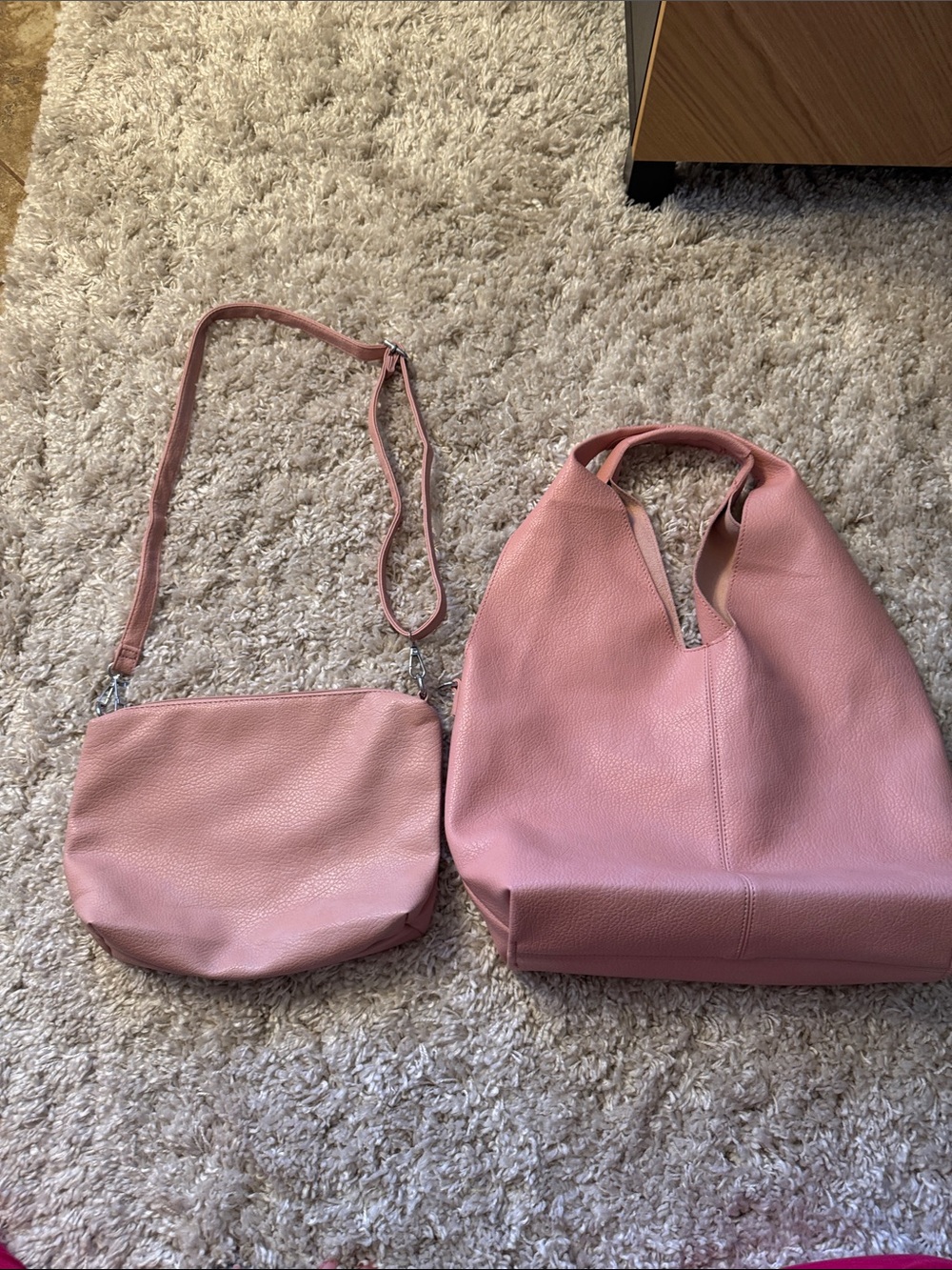 Pink Italian Leather Hobo Bag & shoulder or crossbody bag Soft Pebbled Finish.